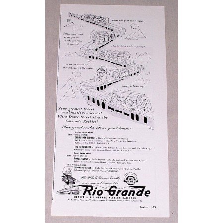 1955 Rio Grande Western Railroad Train Vintage Print Ad