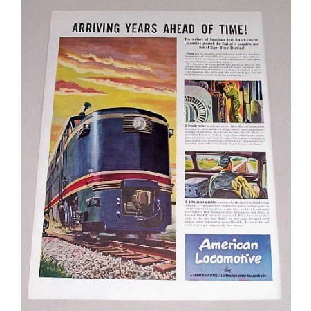 1946 American Locomotive Railroad Color Print Art Ad - Years Ahead