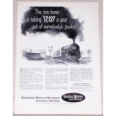 1953 General Motors Locomotives Vintage Print Ad - Iron Horse