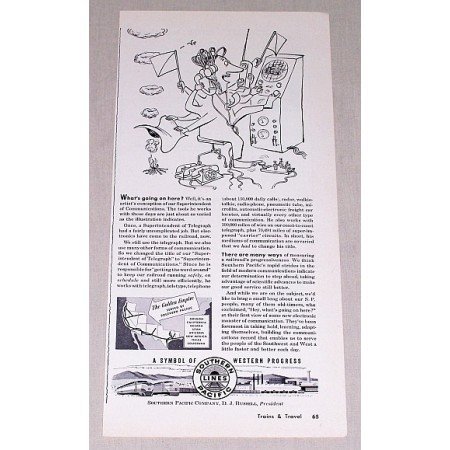 1953 Southern Pacific Lines Golden Empire Train Vintage Print Ad