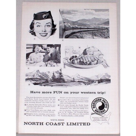1957 Northern Pacific Railway Vintage Print Ad - Have More Fun