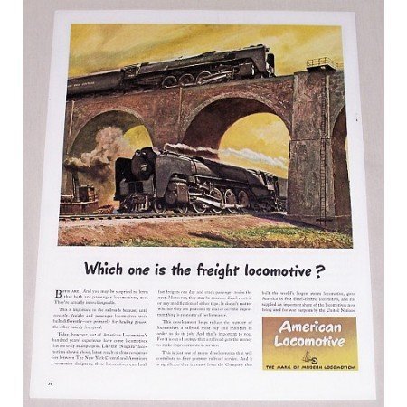 1945 American Locomotive Color Print Art Ad