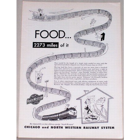 1953 Chicago and North Western Railway System Train Vintage Print Ad