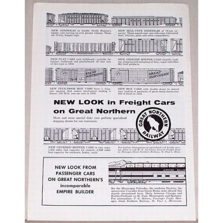 1958 Great Northern Railway Vintage Print Ad - New Look Freight Cars