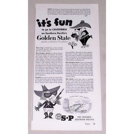 1954 Southern Pacific Lines Railroad Vintage Print Ad - It's Fun