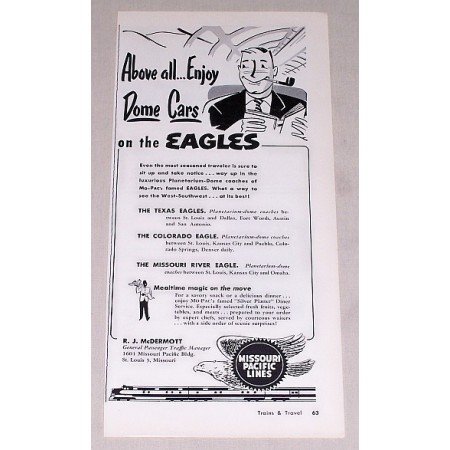 1953 Missouri Pacific Lines Vintage Print Ad - On The Eagles