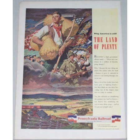 1944 Pennsylvania Railroad Color Print Art Ad - Land Of Plenty