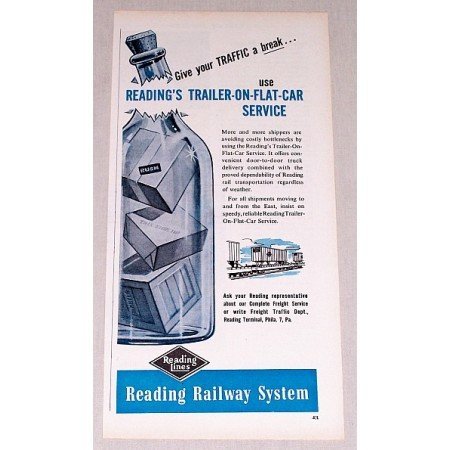 1957 Reading Lines Railway System Vintage Print Ad