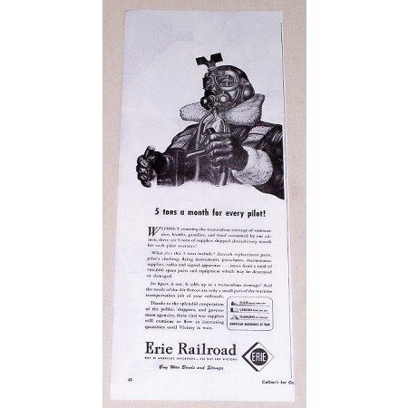 1944 Erie Railroad Wartime Vintage Print Ad - 5 Tons A Month