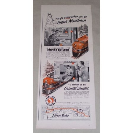 1949 Great Northern Railway Railroad Vintage Print Ad