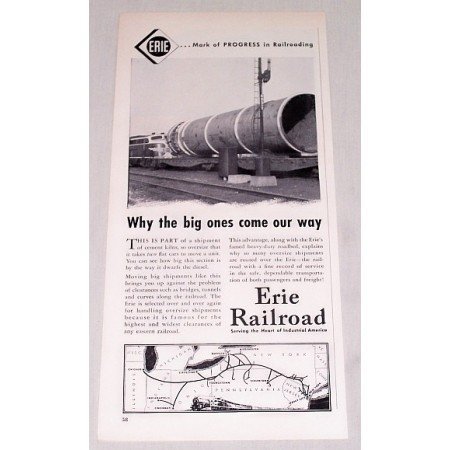 1954 Erie Railroad Vintage Print Ad - Why The Big Ones Come Our Way