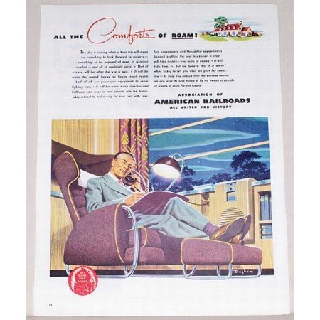1944 American Railroads Color Bingham Art Print Ad