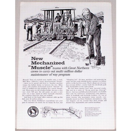 1960 Great Northern Railway Vintage Print Ad - New Mechanized Muscle