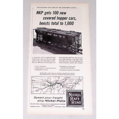 1957 Nickel Plate Road Railroad Vintage Print Ad - Hopper Cars