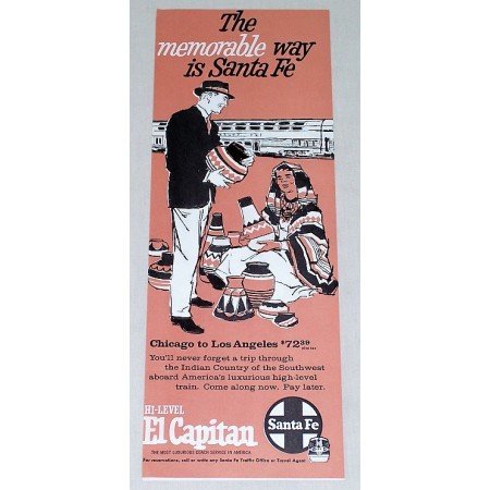 1961 Santa Fe High Level El Capitan Railroad Vintage Print Ad