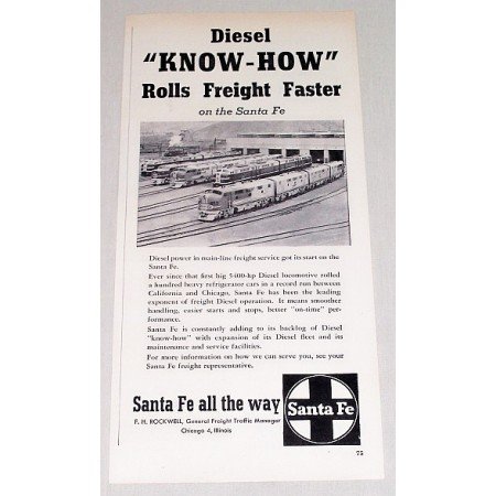 1954 Santa Fe Railroad Vintage Print Ad - Diesel Know How