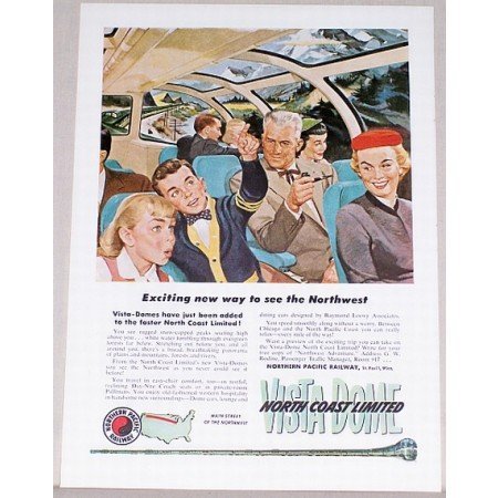 1954 Northern Pacific Railway North Coast Ltd Color Print Ad