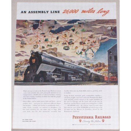 1945 Pennsylvania Railroad 6131 Engine Color Print Art Ad