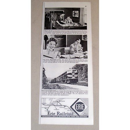 1954 Erie Railroad Vintage Print Ad - Here's The Ad