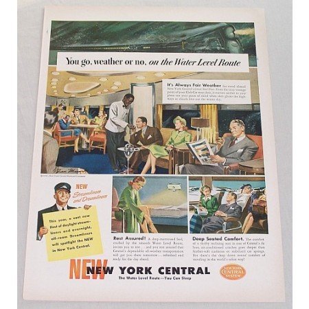 1947 New York Central System Railroad Color Print Ad