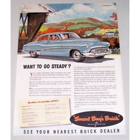 1951 Buick Eight Dynaflow Automobile Color Print Car Ad