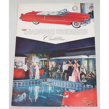 1956 Cadillac 2DR Convertible Automobile Color Print Car Ad