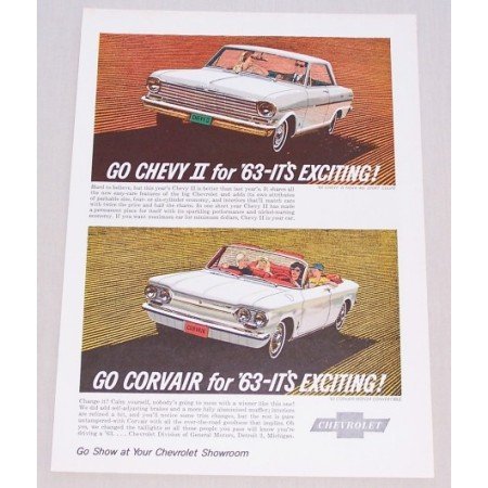 1963 Chevy II Corvair Automobile Color Print Car Ad