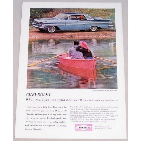 1959 Chevrolet Impala Sport Sedan Automobile Color Print Car Ad