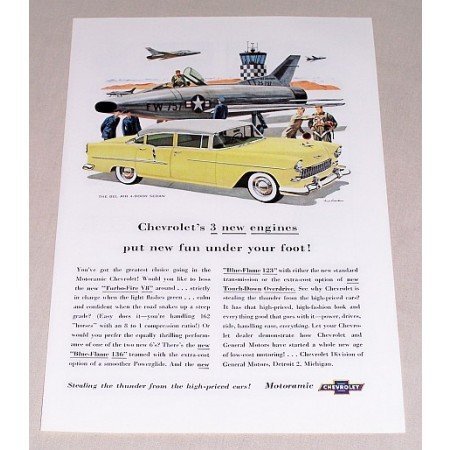 1955 Chevrolet Bel Air 4 Door Sedan Automobile Color Print Car Ad