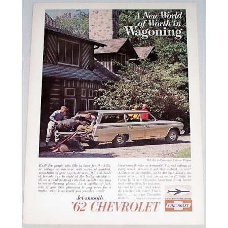 1962 Chevrolet Bel Air Station Wagon Automobile Color Print Car Ad