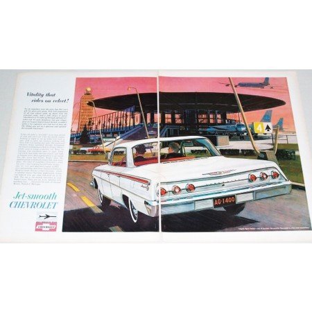 1962 Chevy Impala Sport Sedan 2 Page Automobile Color Print Car Ad