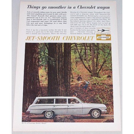 1962 Chevrolet Bel Air 6 Passenger Station Wagon Automobile Color Print Car Ad