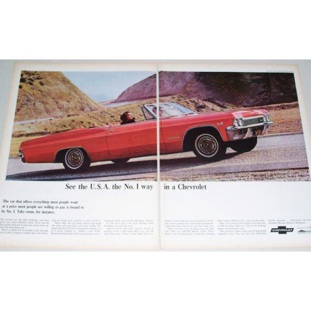 1965 Chevrolet Impala SS Convertible Automobile 2 Page Color Print Car Ad