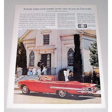 1960 Chevrolet Impala Convertible Automobile Color Print Car Ad
