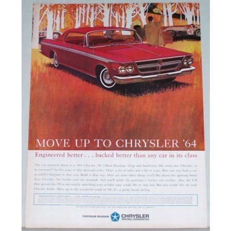 1964 Chrysler 300 2 Door Hardtop Automobile Color Print Car Ad