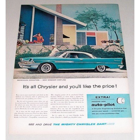 1958 Chrysler Windsor Dartline Automobile Color Print Car Ad