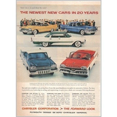 1957 Chrysler Corp 5 Models Automobile Color Print Car Ad