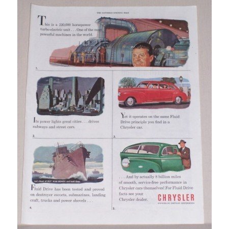 1945 Chrysler Dealer Automobile Color Print Car Art Ad