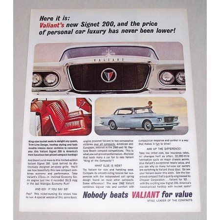 1962 Chrysler Valiant 2 Door Hardtop Automobile Color Print Car Ad