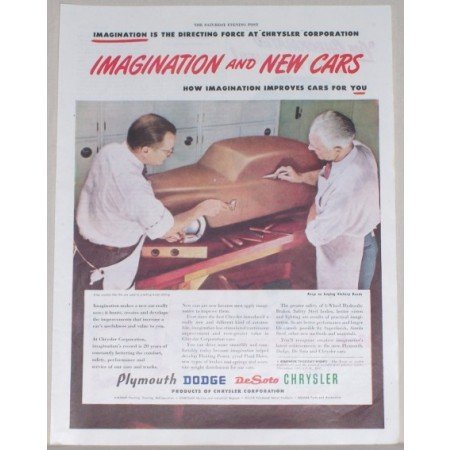 1945 Chrysler Corporation Color Print Ad - Clay Model Body Styling