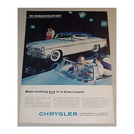 1955 Chrysler Windsor Deluxe Automobile Color Print Car Ad