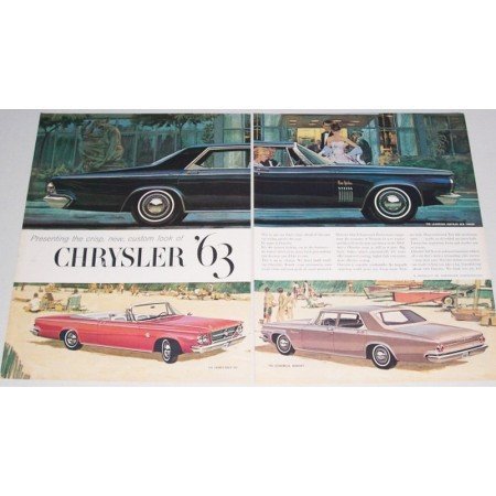 1963 Chrysler New Yorker Automobile 2 Page Color Print Car Ad