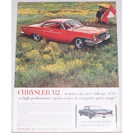 1962 Chrysler 300 2 Door Automobile Color Print Car Ad