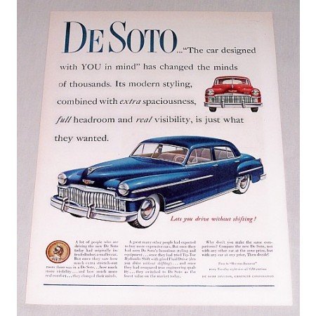 1949 DeSoto Custom 4 Door Auto Car Ad