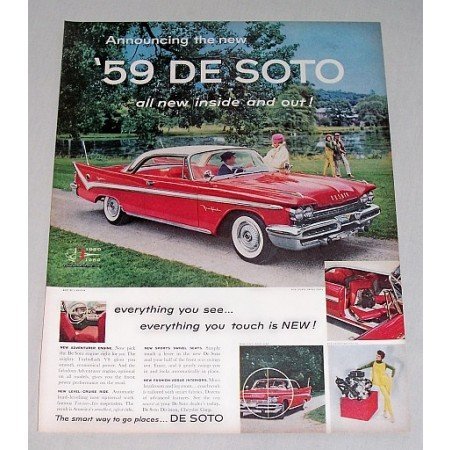 1959 De Soto Fireflite 2DR Hardtop Automobile Color Print Car Ad