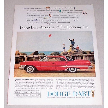 1960 Dodge Dart 4 Door Automobile Color Print Car Ad