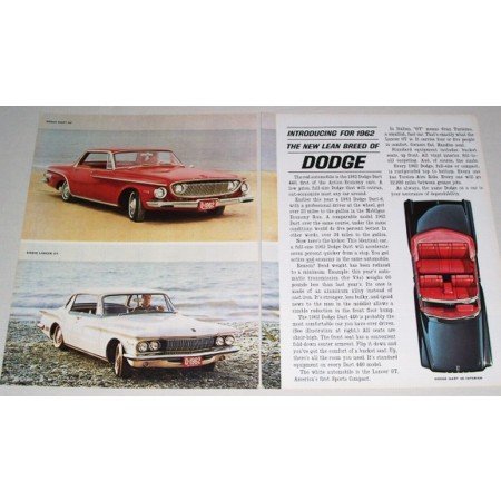 1962 Dodge Dart 440 Lancer 2 Page Automobile Color Print Car Ad