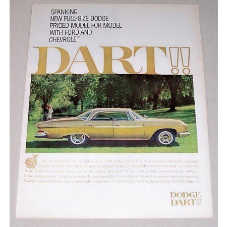 1961 Dodge Dart Automobile Color Print Car Ad