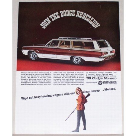 1966 Dodge Monaco Station Wagon Automobile Color Print Car Ad