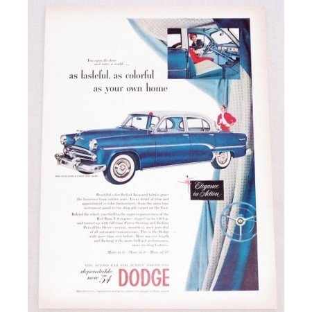 1954 Dodge Royal Sedan Automobile Color Print Car Ad